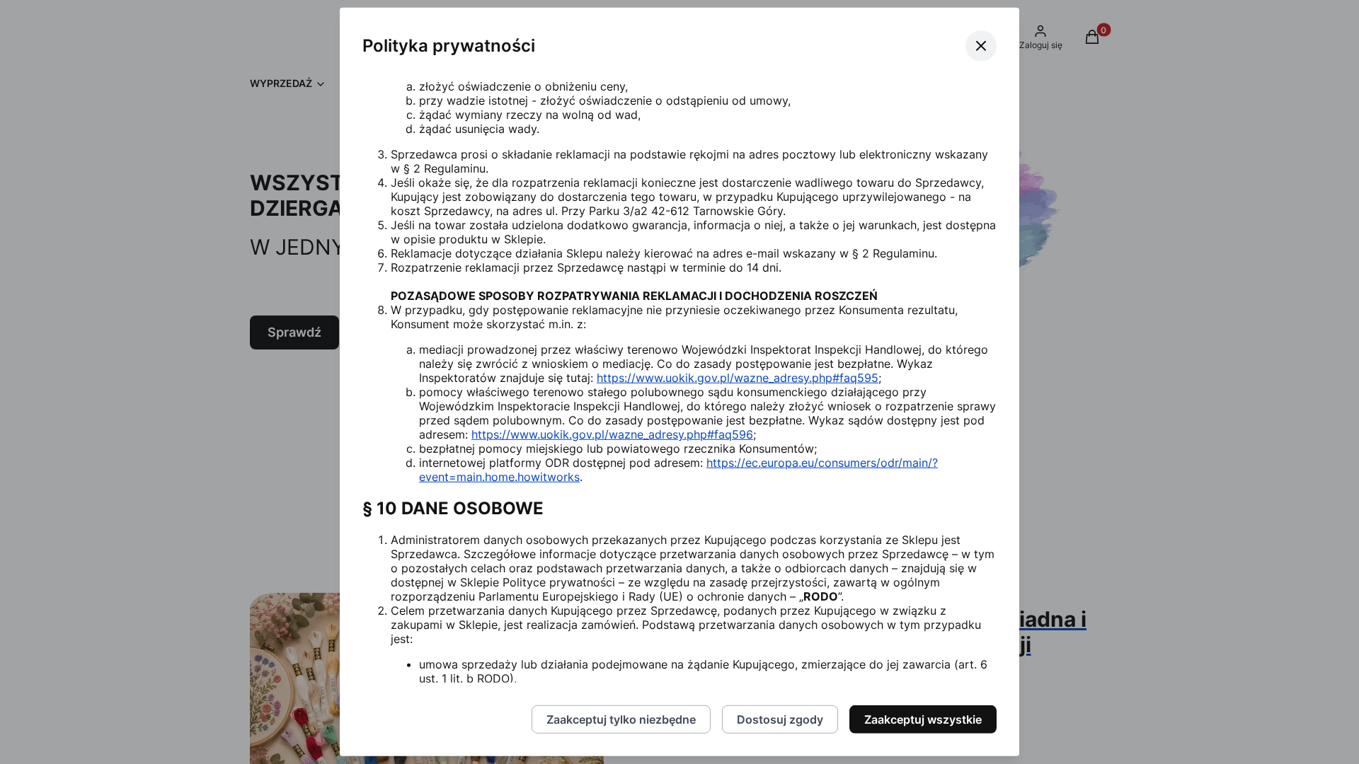 Zrzut strony Pasmanteria internetowa EmAj